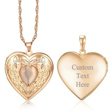 Women's Personalized Necklace Custom Engraved Locket Pendant Lockets Holder picture