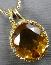 ESTATE LARGE 4.63CT DIAMOND & AAA CITRINE 14KT YELLOW GOLD HALO FLOATING PENDANT picture