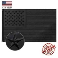 All Black American Flag 3x5 ft Embroidered USA Blackout Tactical US Black Flag picture