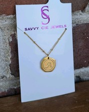 New 22k Gold Plated Letter A Initial Monogram Pendant Necklace MSRP $110 Jewelry picture