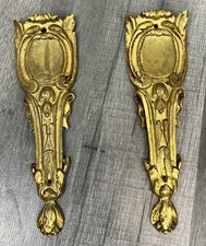 Ornaments Pair Antique French Metal Decorative Gilt Mounts LOT 4169 picture