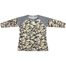 ANDTHEWHY Los Angeles Camo Raglan Long Sleeve Top Green Grey ATW10677 NEW picture