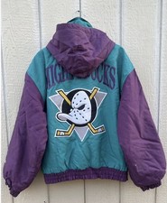 VTG 90s NHL MIGHTY DUCKS NUTMEG PUFFER JACKET PULLOVER SIZE LARGE picture