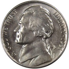 1951 D Jefferson Nickel Uncirculated Mint State 5c Coin Collectible picture