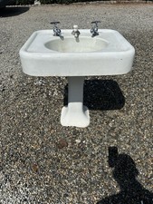 Antique Vintage Cast Iron Pedestal Sink - Standard Art Deco 1890-1920s picture