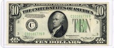 1934 A $10 GREEN SEAL FEDERAL RESERVE NOTE PHILADELPHIA UNCIRCULATED picture