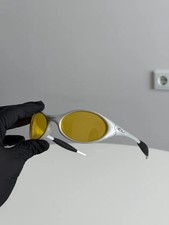 Retro Oakley Eye Jacket 1.0 Gen 2 Polarized Sunglasses Sliver Frame Gold Lenses picture