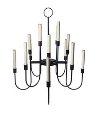 Mid Century Modern 16 Light Black Chandelier Lightolier Tommi Parzinger Vintage picture