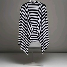 B’Leev Womens Open Front Cardigan Black/White Sweater Size Large picture