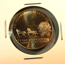 1982 Czechoslovakia 100 Korun Silver PROOF Coin Horse Drawn Tram Czech Slovakia picture
