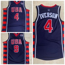 Custom Retro Iverson # 4 James #9 USA Basketball Jersey Stitched Embroidered 04 picture
