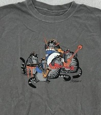 B Kliban Cats Rock & Roll short sleeve charcoal color shirt Men Women picture