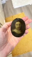 Antique 17th Century Art Miniature Portrait Painting on Copper Master picture