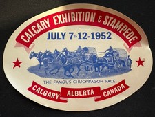 Vintage 1952 Calgary Exhibition Stampede Chuckwagon Water Slide Decal Canada picture