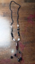 Beautiful vintage black Czech glass Crystal necklace  picture