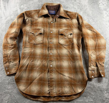 Vtg Pendleton Western Shirt Mens Tagged M Wool Plaid Pearl Snap USA picture