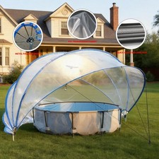 18ft Retractable Pool Cover for Outdoor Above-Ground Pools Natural Heating PVC picture