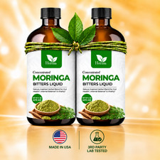 Moringa Bitters Liquid 16 oz Turmeric Ginger Dandelion Black Seed Blend, 2 Pack picture