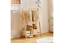 BALANBO Kids Wooden Garment Rack, Foldable Dress Up Clothes Organizer for Toddl picture