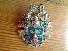Vintage Via Crucis Via Lucis Heraldic Enamel Brooch Pin 1940s Rare 2 1/8” picture