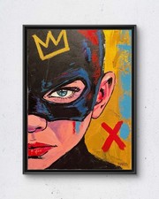 Faris Original 12x16 Expressionist Batgirl Pop Art Painting Signed Canvas picture