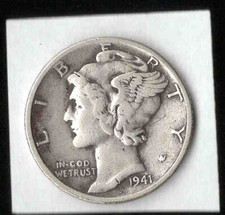 1941-S MERCURY Dime United States USA 1941 S 1941S 10 Cents 90% Percent Silver a picture
