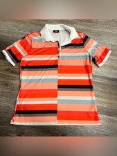 Bogner Womens Striped Polo Shirt Orange Golf Tennis picture