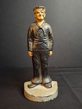Antique Littco Cast Iron Sailor Doorstop Original Paint 1920s Navy Figure picture