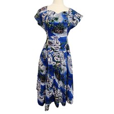 Vintage Jade Fashion Hawaiian Dress PinUp Sweetheart Basque Waist 90s size Large picture