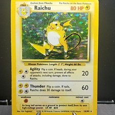 Pokemon TCG Raichu 14/102 Base Set Holo Rare 1999 Vintage WOTC English HP picture