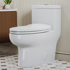 HOROW One Piece Toilet Dual Flush 10'' Rough-In Elongated Toilet White Finish picture