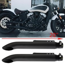 2x 20'' Motorcycle Slip-On Exhaust Muffler Pipes Black For  Indian Scout Bobber picture