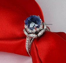Luxurious 3.00Ct Round Cut Blue Sapphire CZ Wedding Ring 14K White Gold Finish picture