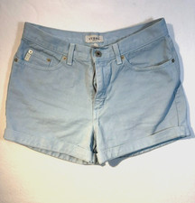 Vintage 90s GUESS USA Denim Shorts Light Blue Cuffed Mom Jean Shorts size 7/8 picture