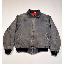 Vintage Carhartt Santa Fe Jacket Faded Black Red Quilted Lining Distressed XL picture