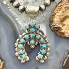 Sterling Southwestern Style Multi Turquoise Decorated Naja Pendant For Women picture