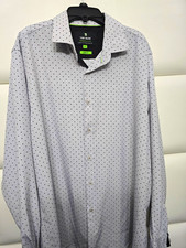 Tom Baine Performance Men's Polka Dot Button-Up Gray/Black XL Slim LS Stretch picture