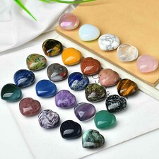 25PCS Crystal Hearts Natural Quartz Healing Gem Mini Crystal Heart Chakra Stones picture