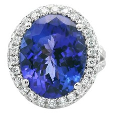 10CT Natural Tanzanite & Diamond Ring 14K White Gold Engagement Gift For Her picture