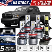 For RAM 1500 2500 3500 2013-2018 Combo 6X LED Headlight Hi/Lo + Fog Light Bulbs picture