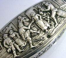 LARGE HEAVY 162g DUTCH SOLID SILVER DESK BOX 1914 ANTIQUE picture