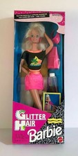 Vintage 1993 GLITTER HAIR BARBIE DOLL Mattel Original Box BLONDE picture