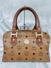 Mcm Visetos Mini Boston Bag / Handbag Auth Brown Monogram Wide Gusset Women's picture