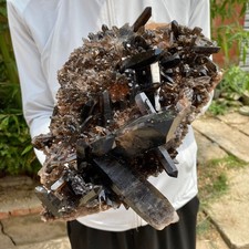 9.4LB Natural smoky black quartz cluster crystal mineral specimen picture