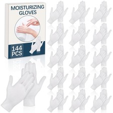 144 Pairs White Cotton Gloves Moisturizing Dry Hands Sleeping Spa Inspection Wor picture