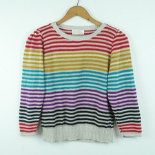 Vintage Rainbow Sweater Quirky Twee Pride Multicolor Stripe Crop 70s Medium picture