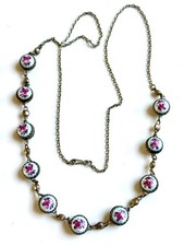 Vintage Floral Enamel beaded necklace Russian Rostov Finift picture
