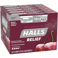 Halls Black Cherry Sugar Free Cough Drops - 180 Drops (20 sticks of 9 drops) picture