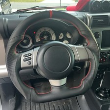 Full Leather Sport Steering Wheel for Toyota FJ Cruiser 2007-2020 Red Ring  picture
