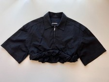 Jacquemus La Chemise Silpa Cotton and Linen Black Cropped Top Women's Size 38 picture